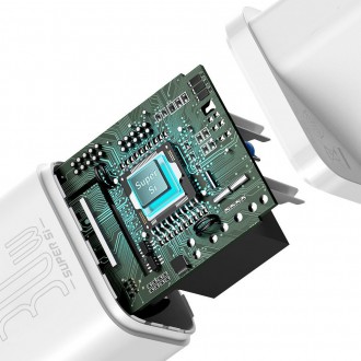 Rychlá nabíječka Baseus Super Si 1C USB Type C 30W Power Delivery Quick Charge bílá (CCSUP-J02)