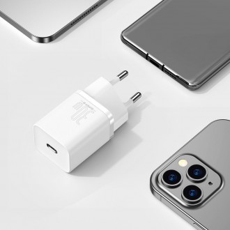 Rychlá nabíječka Baseus Super Si 1C USB Type C 30W Power Delivery Quick Charge bílá (CCSUP-J02)