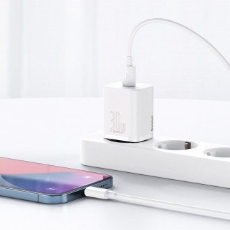 Rychlá nabíječka Baseus Super Si 1C USB Type C 30W Power Delivery Quick Charge bílá (CCSUP-J02)