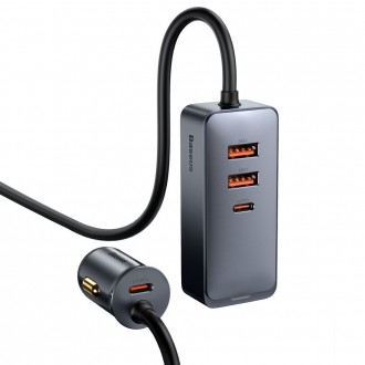 [PO VRÁCENÍ] Autonabíječka Baseus Share Together 2x USB / 2x USB Type C 120W PPS Quick Charge Power Delivery šedá (CCBT-A0G)