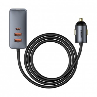 [PO VRÁCENÍ] Autonabíječka Baseus Share Together 2x USB / 2x USB Type C 120W PPS Quick Charge Power Delivery šedá (CCBT-A0G)