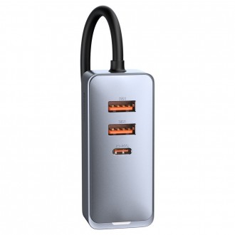 [PO VRÁCENÍ] Autonabíječka Baseus Share Together 2x USB / 2x USB Type C 120W PPS Quick Charge Power Delivery šedá (CCBT-A0G)