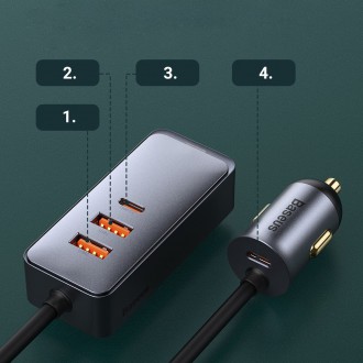 [PO VRÁCENÍ] Autonabíječka Baseus Share Together 2x USB / 2x USB Type C 120W PPS Quick Charge Power Delivery šedá (CCBT-A0G)