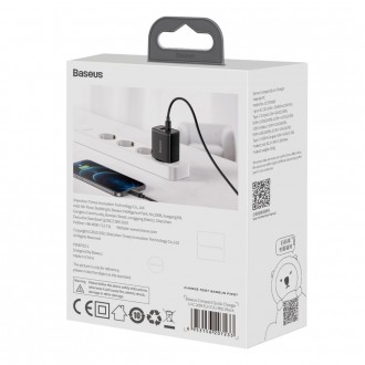 [RETURNED ITEM] Baseus Compact Fast USB / USB Type C Charger 20W 3A Power Delivery Quick Charge 3.0 black (CCXJ-B01)