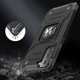 Wozinsky Ring Armor Case Kickstand Tough Rugged Cover for Samsung Galaxy S21 FE black