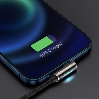 Baseus Legendární úhlový nylonový kabel USB - Lightning pro hráče 2,4A 2m černý (CALCS-A01)