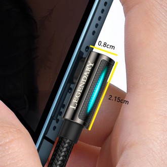 Baseus Legendární úhlový nylonový kabel USB - Lightning pro hráče 2,4A 2m černý (CALCS-A01)