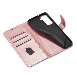Magnet Case elegant bookcase type case with kickstand for Samsung Galaxy S21 FE pink