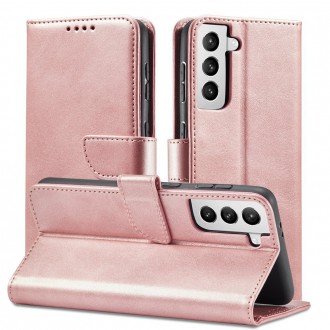 Magnet Case elegant bookcase type case with kickstand for Samsung Galaxy S21 FE pink