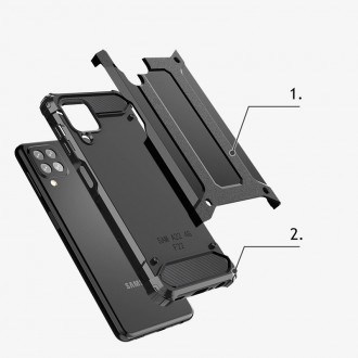 Hybrid Armor Case Tough Rugged Cover for Samsung Galaxy A22 4G silver