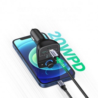 Ugreen FM Transmitter Bluetooth 5.0 MP3 car charger 3x USB TF micro SD 4.8 A black (CD229)