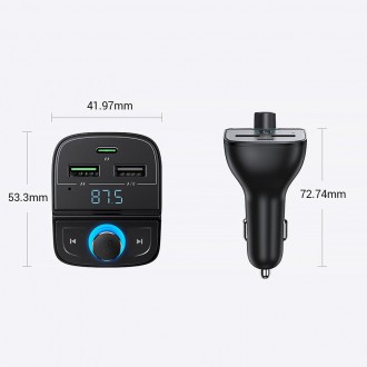 Ugreen FM Transmitter Bluetooth 5.0 MP3 car charger 3x USB TF micro SD 4.8 A black (CD229)