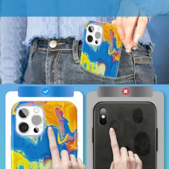 Kingxbar Watercolor Series color case for iPhone 12 Pro / iPhone 12 yellowblue