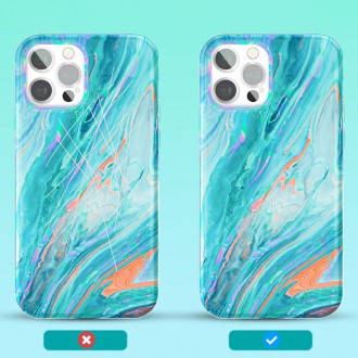 Kingxbar Watercolor Series color case for iPhone 12 Pro / iPhone 12 pink-green