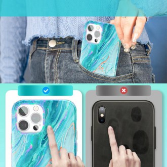 Kingxbar Watercolor Series color case for iPhone 12 Pro / iPhone 12 pink-green