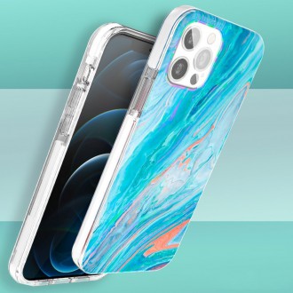 Kingxbar Watercolor Series color case for iPhone 12 Pro / iPhone 12 pink-green