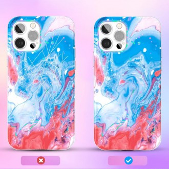 Kingxbar Watercolor Series color case for iPhone 12 Pro Max Blue-pink