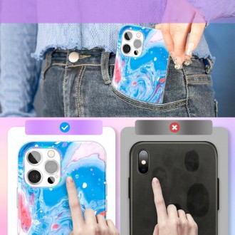 Kingxbar Watercolor Series color case for iPhone 12 Pro Max Blue-pink