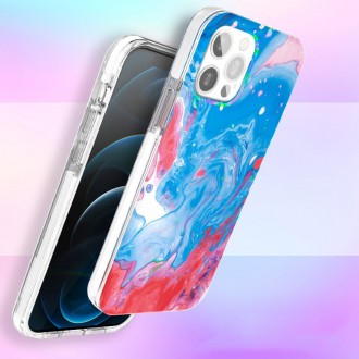 Kingxbar Watercolor Series color case for iPhone 12 Pro Max Blue-pink