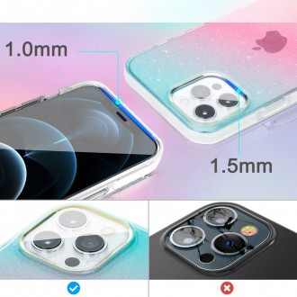 Kingxbar Ombre Case Back Cover for iPhone 12 Pro Max Blue-pink