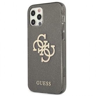 Guess GUHCP12LPCUGL4GBK iPhone 12 Pro Max 6,7&quot; černo/černé pevné pouzdro Glitter 4G Big Logo