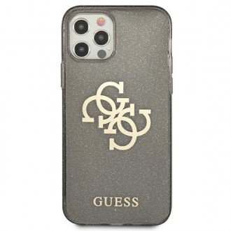 Guess GUHCP12LPCUGL4GBK iPhone 12 Pro Max 6,7&quot; černo/černé pevné pouzdro Glitter 4G Big Logo