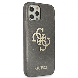 Guess GUHCP12LPCUGL4GBK iPhone 12 Pro Max 6,7&quot; černo/černé pevné pouzdro Glitter 4G Big Logo