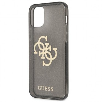 Guess GUHCP12LPCUGL4GBK iPhone 12 Pro Max 6,7&quot; černo/černé pevné pouzdro Glitter 4G Big Logo