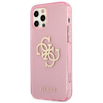 Guess GUHCP12LPCUGL4GPI iPhone 12 Pro Max 6,7&quot; růžové/růžové pevné pouzdro Glitter 4G Big Logo