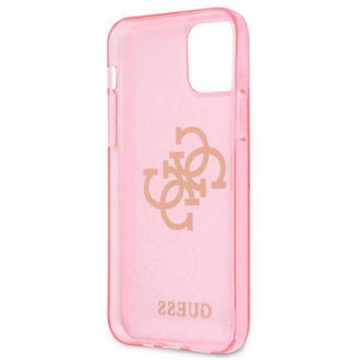 Guess GUHCP12LPCUGL4GPI iPhone 12 Pro Max 6,7&quot; růžové/růžové pevné pouzdro Glitter 4G Big Logo
