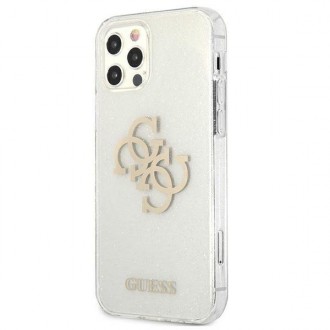 Guess GUHCP12LPCUGL4GTR iPhone 12 Pro Max 6,7&quot; průhledné pevné pouzdro Glitter 4G Big Logo