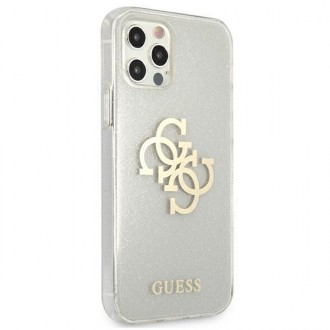 Guess GUHCP12LPCUGL4GTR iPhone 12 Pro Max 6,7&quot; průhledné pevné pouzdro Glitter 4G Big Logo