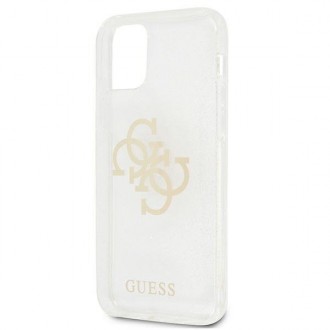 Guess GUHCP12LPCUGL4GTR iPhone 12 Pro Max 6,7&quot; průhledné pevné pouzdro Glitter 4G Big Logo