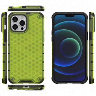 Honeycomb Case armor cover with TPU Bumper for iPhone 13 Pro Max green