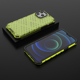 Honeycomb Case armor cover with TPU Bumper for iPhone 13 Pro Max green