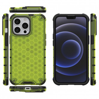 Honeycomb Case armor cover with TPU Bumper for iPhone 13 Pro green