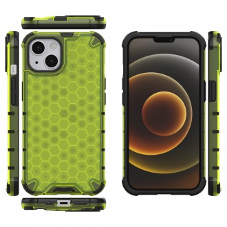 Honeycomb Case armor cover with TPU Bumper for iPhone 13 green