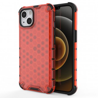 Honeycomb Case armor cover with TPU Bumper for iPhone 13 red