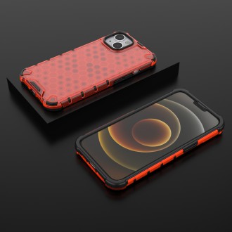 Honeycomb Case armor cover with TPU Bumper for iPhone 13 red