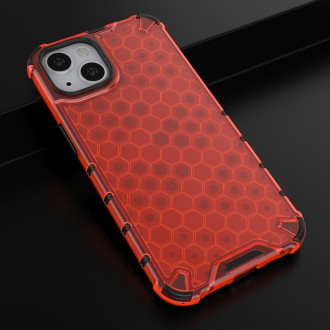 Honeycomb Case armor cover with TPU Bumper for iPhone 13 red