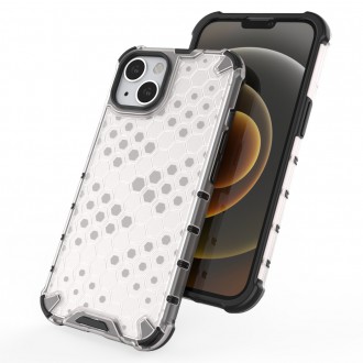 Honeycomb Case armor cover with TPU Bumper for iPhone 13 transparent