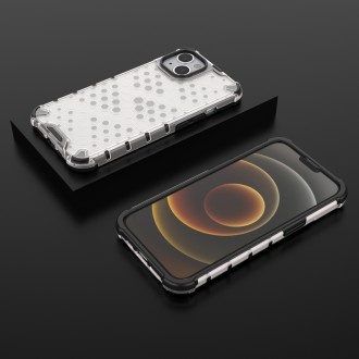 Honeycomb Case armor cover with TPU Bumper for iPhone 13 transparent