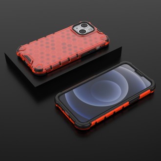 Honeycomb Case armor cover with TPU Bumper for iPhone 13 mini red