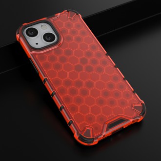 Honeycomb Case armor cover with TPU Bumper for iPhone 13 mini red