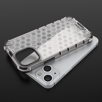 Honeycomb Case armor cover with TPU Bumper for iPhone 13 mini transparent