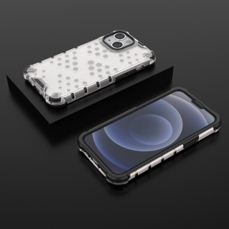 Honeycomb Case armor cover with TPU Bumper for iPhone 13 mini transparent