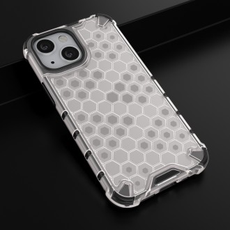 Honeycomb Case armor cover with TPU Bumper for iPhone 13 mini transparent