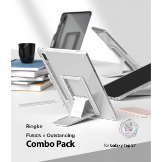 Ringke Fusion Combo Outstanding hard case with TPU frame for Samsung Galaxy Tab S7 11´´ + self-adhesive foldable stand grey (FC475R40)