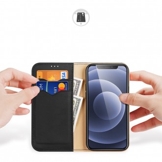 Dux Ducis Hivo Genuine Leather Bookcase type case for iPhone 13 black