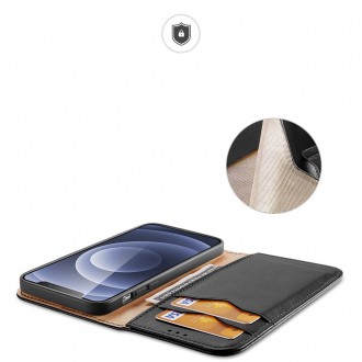 Dux Ducis Hivo Genuine Leather Bookcase type case for iPhone 13 black